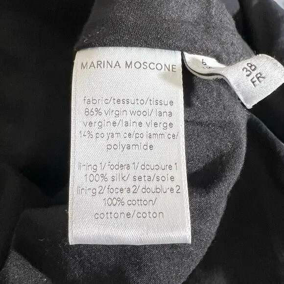 Marina Moscone RTR Shipwrecked Cutaway Dress Black Women Size 6 Virgin Wool Silk - Picture 12 of 12